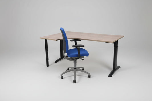 Circulair Verstelbaar Wingbureau Zwart Frame Keuze uit Bladkleur 180x120 cm | Circufair - Bureaus