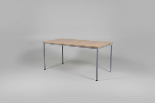 Circulaire Kantinetafel Zilvergrijs Stalen Frame 160x80 cm Bladkleur naar Keuze | Circufair - Kantoortafels