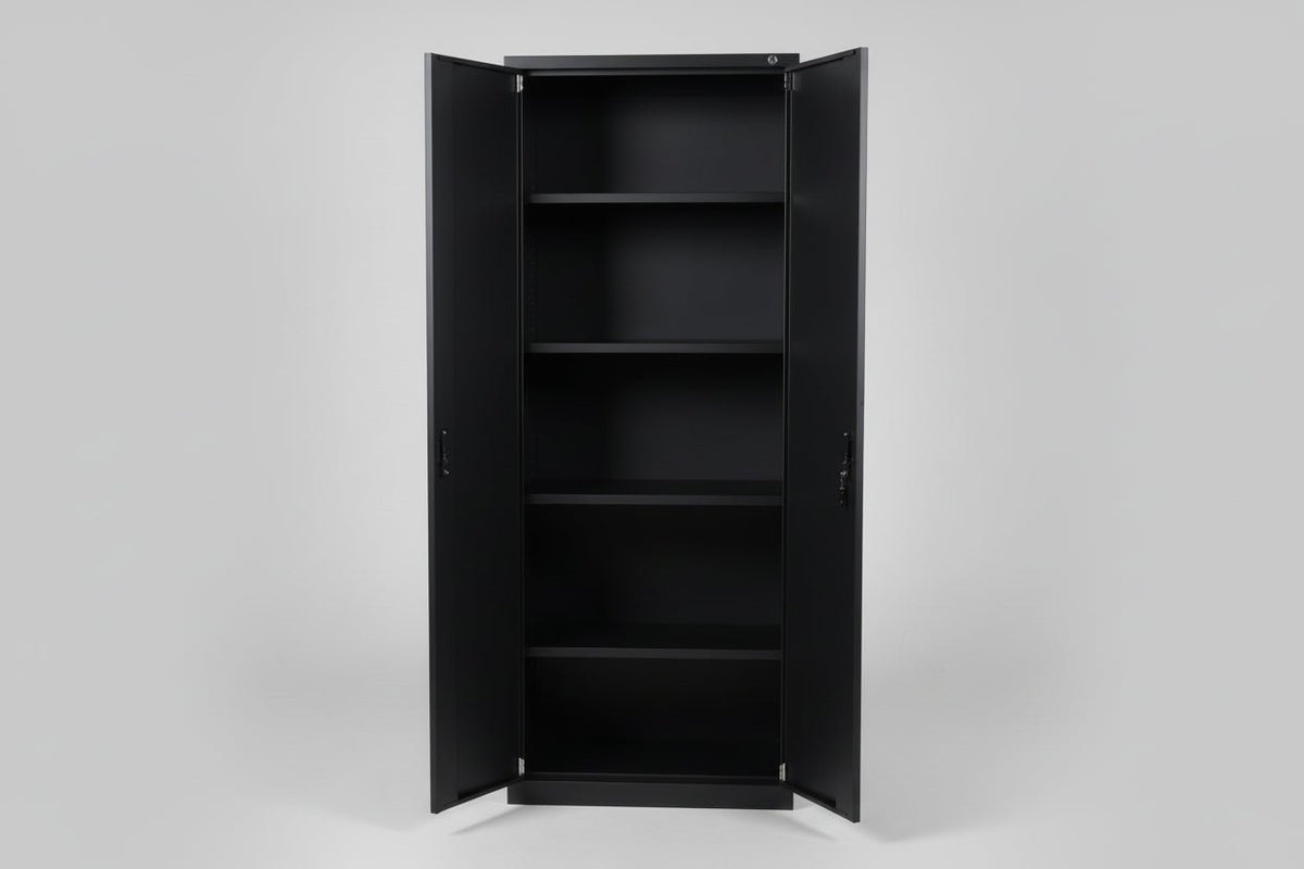 Circulaire Klapdeurkast Zwart 4 Legborden 180x80x38 cm | Circufair - Kasten