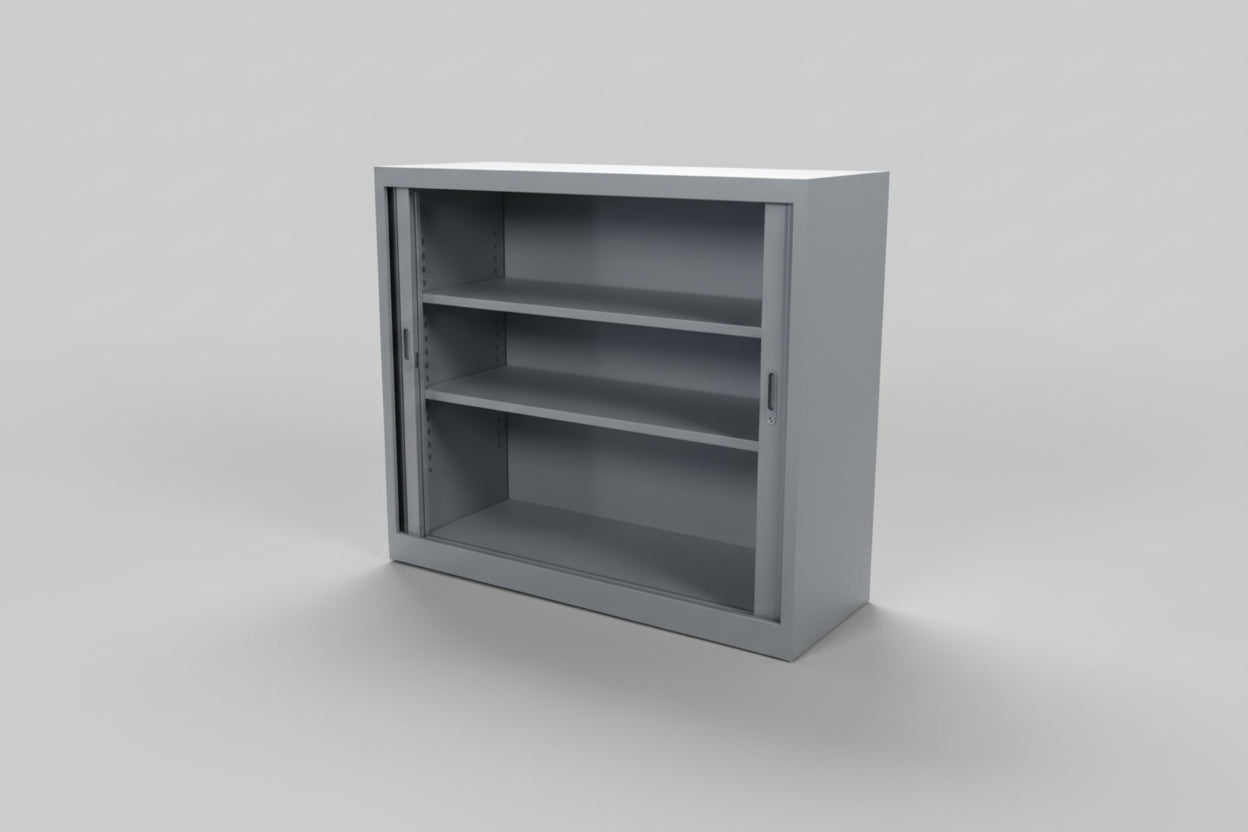Circulaire Roldeurkast Zilvergrijs Legborden 105x120x45 cm | Circufair - Kasten