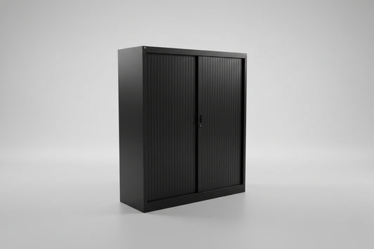 Circulaire Roldeurkast Zwart 3 Legborden 135x120x45 cm | Circufair - Kasten