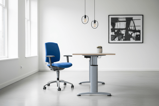 Circulair Bureau Handmatig Verstelbaar Grijs Frame Bladkleur & Afmeting naar Keuze | Circufair - Bureaus