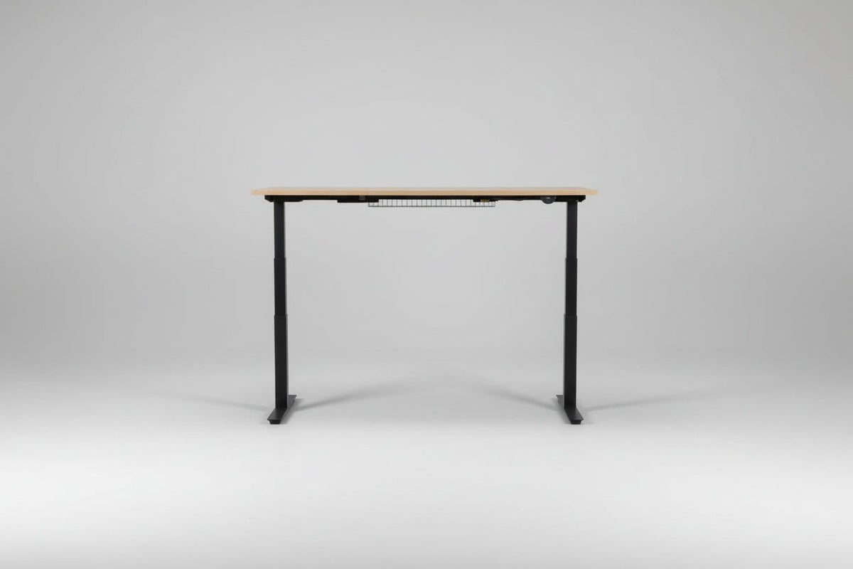 Circulair Elektrisch Zit - Sta Bureau | Halifax Eiken Blad | Zwart Frame | Afmeting naar Keuze | Circufair - Bureaus
