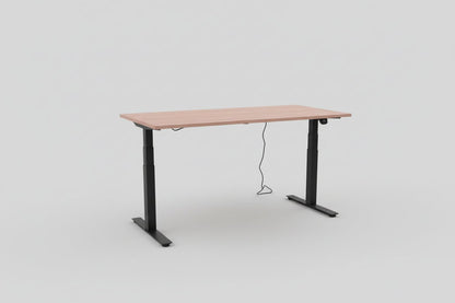 Circulair Elektrisch Zit - Sta Bureau | Halifax Eiken Blad | Zwart Frame | Afmeting naar Keuze | Circufair - Bureaus