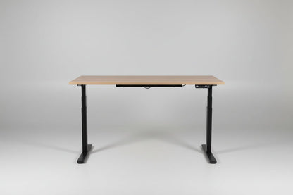 Circulair Elektrisch Zit - Sta Bureau | Halifax Eiken Blad | Zwart Frame | USB | Afmeting naar Keuze | Circufair - Bureaus