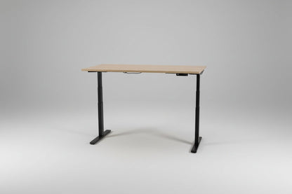 Circulair Elektrisch Zit - Sta Bureau | Halifax Eiken Blad | Zwart Frame | USB | Afmeting naar Keuze | Circufair - Bureaus