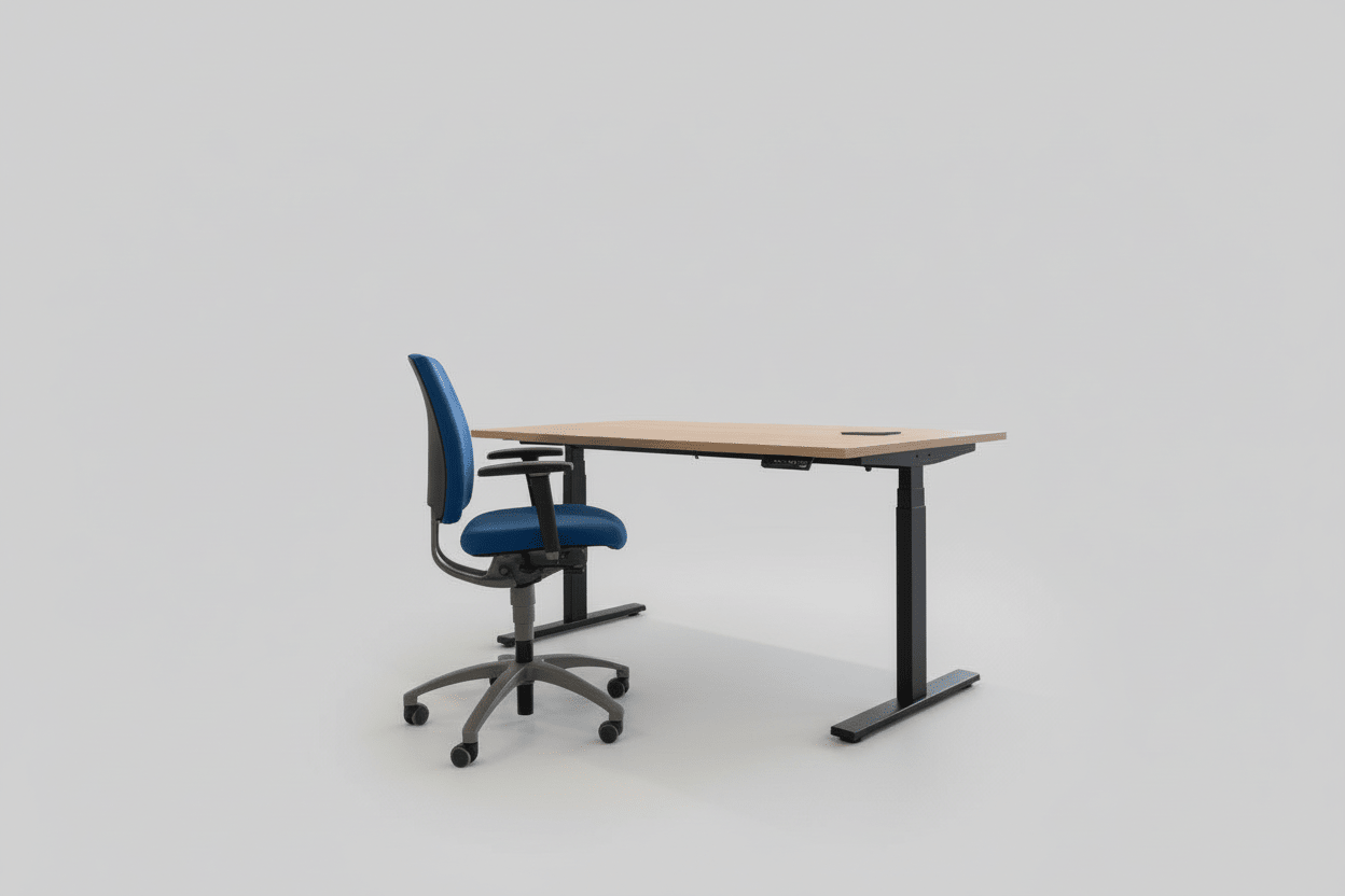 Circulair Elektrisch Zit - Sta Bureau | Halifax Eiken Blad | Zwart Frame | USB | Afmeting naar Keuze | Circufair - Bureaus