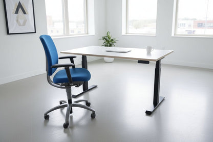 Circulair Elektrisch Zit - Sta Bureau Voortman | Zwart Frame | Tafelbladkleur naar Keuze | Circufair - Kantoormeubelen