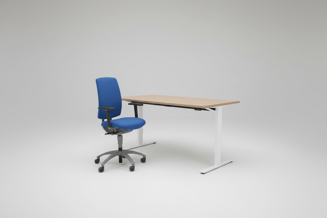 Circulair Handmatig Verstelbaar Bureau Wit Frame Bladkleur naar Keuze | Circufair - Kantoormeubelen