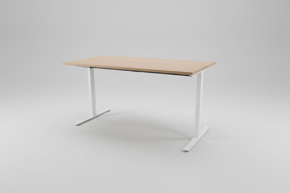 Circulair Handmatig Verstelbaar Bureau Wit Frame Bladkleur naar Keuze | Circufair - Kantoormeubelen