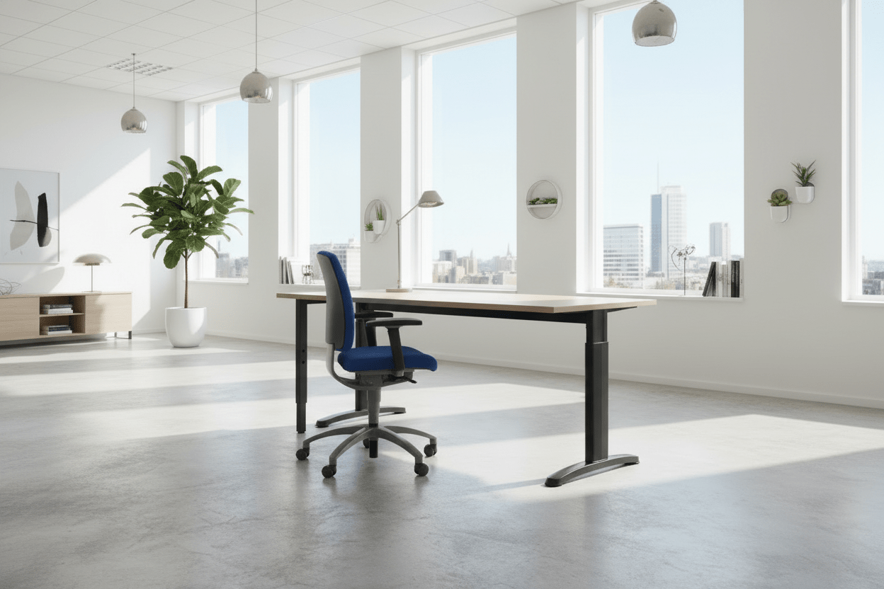 Circulair Verstelbaar Wingbureau Zwart Frame Keuze uit Bladkleur 180x120 cm | Circufair - Bureaus