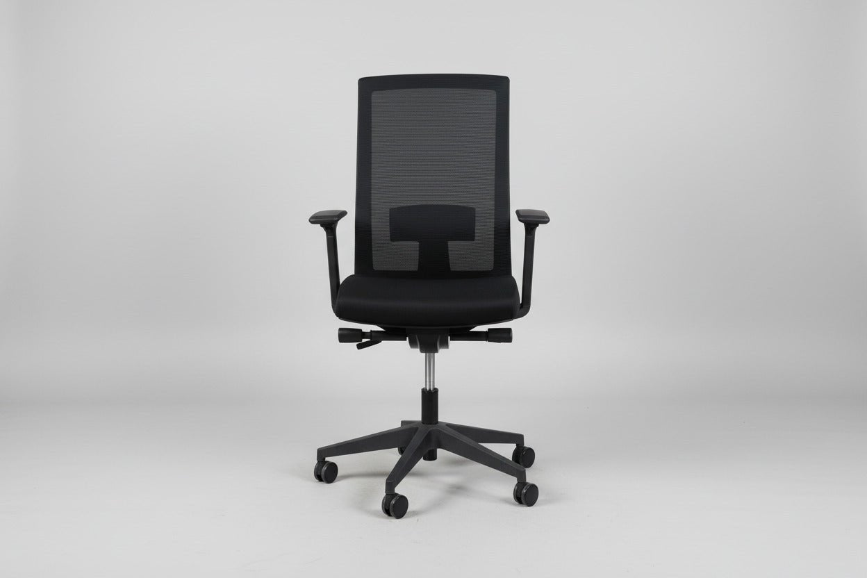 Circulaire Bureaustoel Lensvelt Zwart Mesh Rugleuning 3D Armleuningen NEN 1335 | Circufair - Bureaustoelen