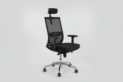 Circulaire Bureaustoel | Zwart Gestoffeerd | Mesh Rugleuning | 4D Armleuningen | NEN 1335 | Circufair - Bureaustoelen