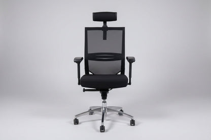 Circulaire Bureaustoel | Zwart Gestoffeerd | Mesh Rugleuning | 4D Armleuningen | NEN 1335 | Circufair - Bureaustoelen