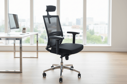 Circulaire Bureaustoel | Zwart Gestoffeerd | Mesh Rugleuning | 4D Armleuningen | NEN 1335 | Circufair - Bureaustoelen