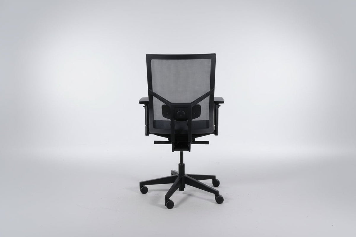 Circulaire Bureaustoel Zwart Gestoffeerd Mesh Rugleuning NPR 1813 Verstelbaar | Circufair - Bureaustoelen