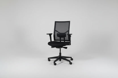 Circulaire Bureaustoel Zwart Gestoffeerd Mesh Rugleuning NPR 1813 Verstelbaar | Circufair - Bureaustoelen
