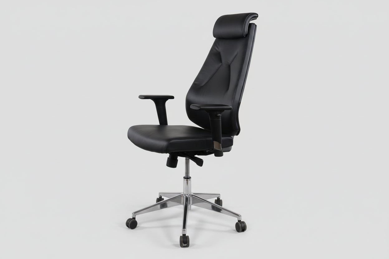 Circulaire Directie Bureaastoel Echt Leder Chroom Onderstel Ergonomisch | Circufair - Migration_Bureaustoelen