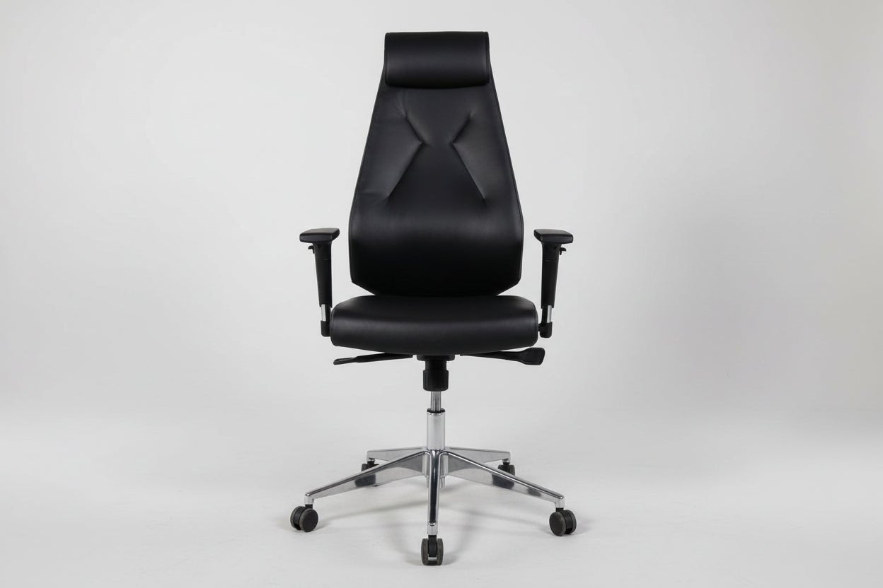 Circulaire Directie Bureaastoel Echt Leder Chroom Onderstel Ergonomisch | Circufair - Migration_Bureaustoelen