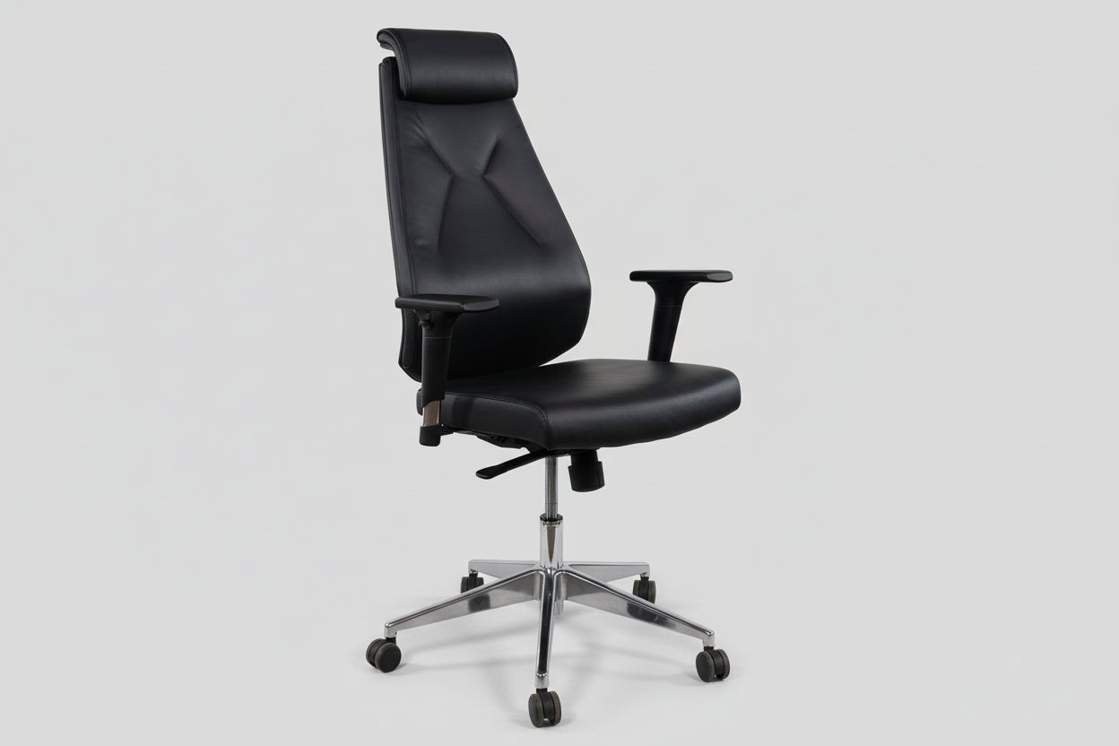 Circulaire Directie Bureaastoel Echt Leder Chroom Onderstel Ergonomisch | Circufair - Migration_Bureaustoelen