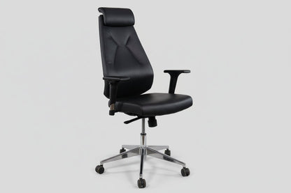 Circulaire Directie Bureaastoel Echt Leder Chroom Onderstel Ergonomisch | Circufair - Migration_Bureaustoelen