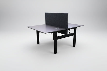 Circulaire Duo Werkplek Vepa Donkergrijs Blad Zwart Frame Akoestisch Scherm & Stroom | Circufair - Bureaus
