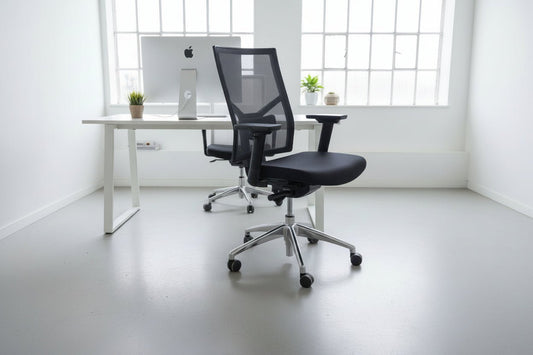 Circulaire Ergonomische Bureaustoel Zwart | Mesh Rugleuning | NPR 1813 | Gepolijst Onderstel | Circufair - Bureaustoelen