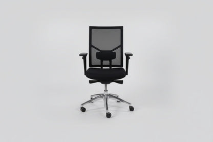 Circulaire Ergonomische Bureaustoel Zwart | Mesh Rugleuning | NPR 1813 | Gepolijst Onderstel | Circufair - Bureaustoelen
