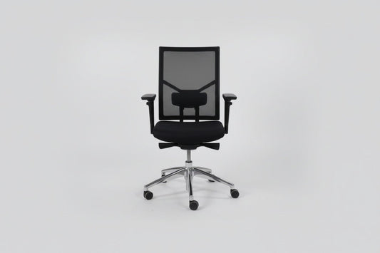 Circulaire Ergonomische Bureaustoel Zwart | Mesh Rugleuning | NPR 1813 | Gepolijst Onderstel | Circufair - Bureaustoelen