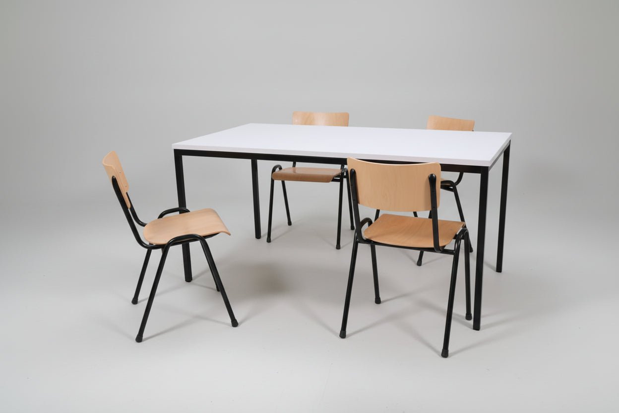 Circulaire Kantinetafel 160x80 cm Zwart Frame Bladkleur naar Keuze | Circufair - Kantoormeubelen