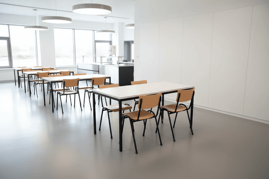 Circulaire Kantinetafel 160x80 cm Zwart Frame Bladkleur naar Keuze | Circufair - Kantoormeubelen