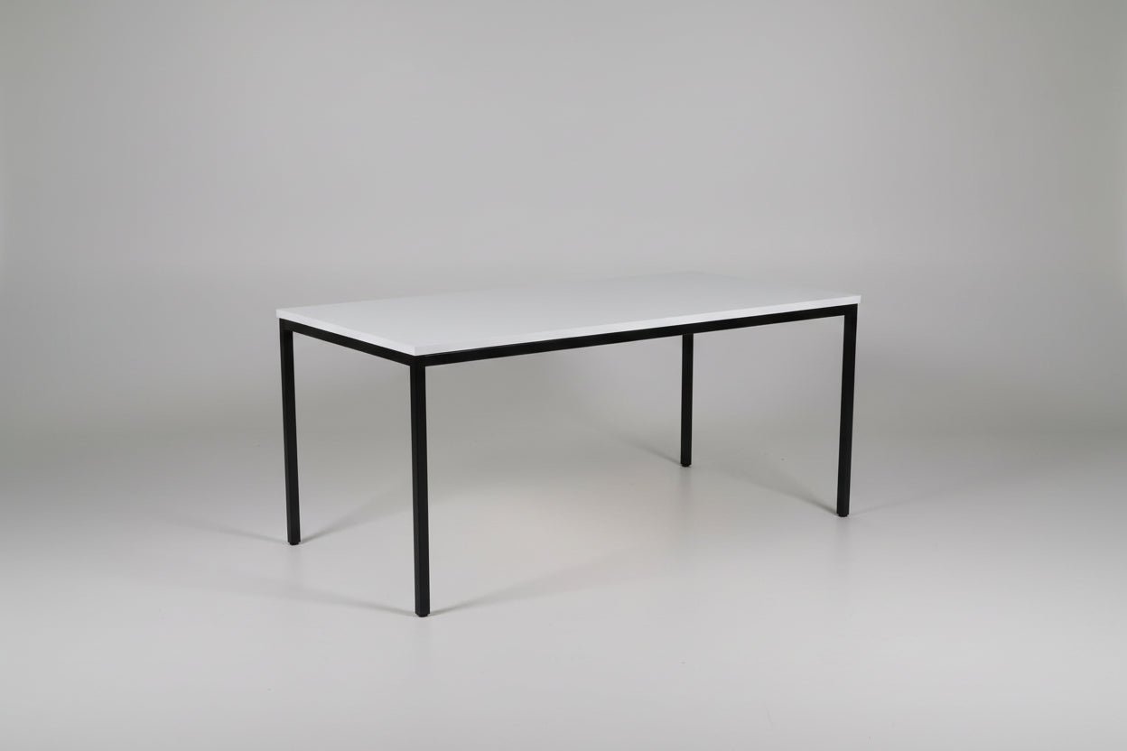 Circulaire Kantinetafel 160x80 cm Zwart Frame Bladkleur naar Keuze | Circufair - Kantoormeubelen