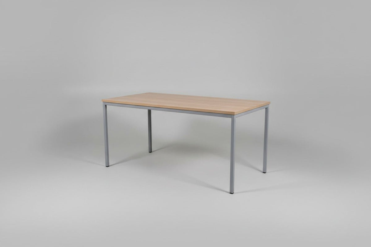 Circulaire Kantinetafel Zilvergrijs Stalen Frame 160x80 cm Bladkleur naar Keuze | Circufair - Kantoortafels