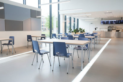 Circulaire Kantinetafel Zilvergrijs Stalen Frame 160x80 cm Bladkleur naar Keuze | Circufair - Kantoortafels