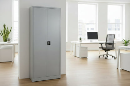 Circulaire Klapdeurkast Zilvergrijs 4 Legborden 180x80x38 cm | Circufair - Kasten
