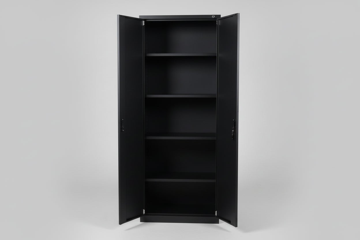 Circulaire Klapdeurkast Zwart 4 Legborden 180x80x38 cm | Circufair - Kasten