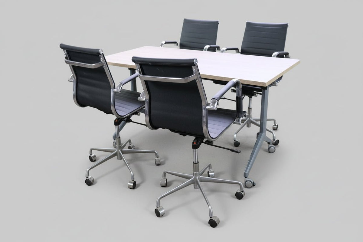 Circulaire Klaptafel 160x80 cm – Grijs Frame met Wielen | Circufair - Kantoortafels