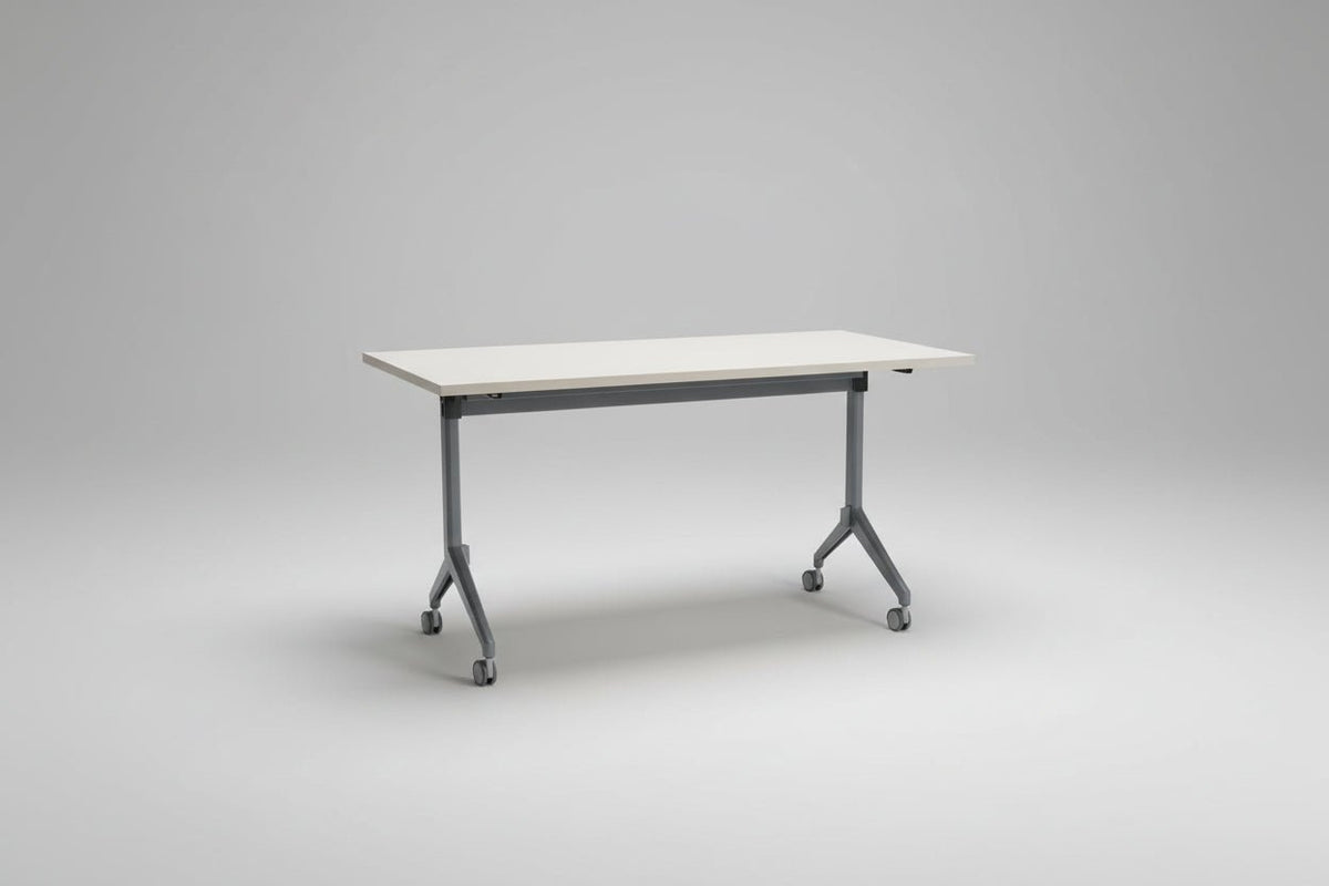 Circulaire Klaptafel 160x80 cm – Grijs Frame met Wielen | Circufair - Kantoortafels