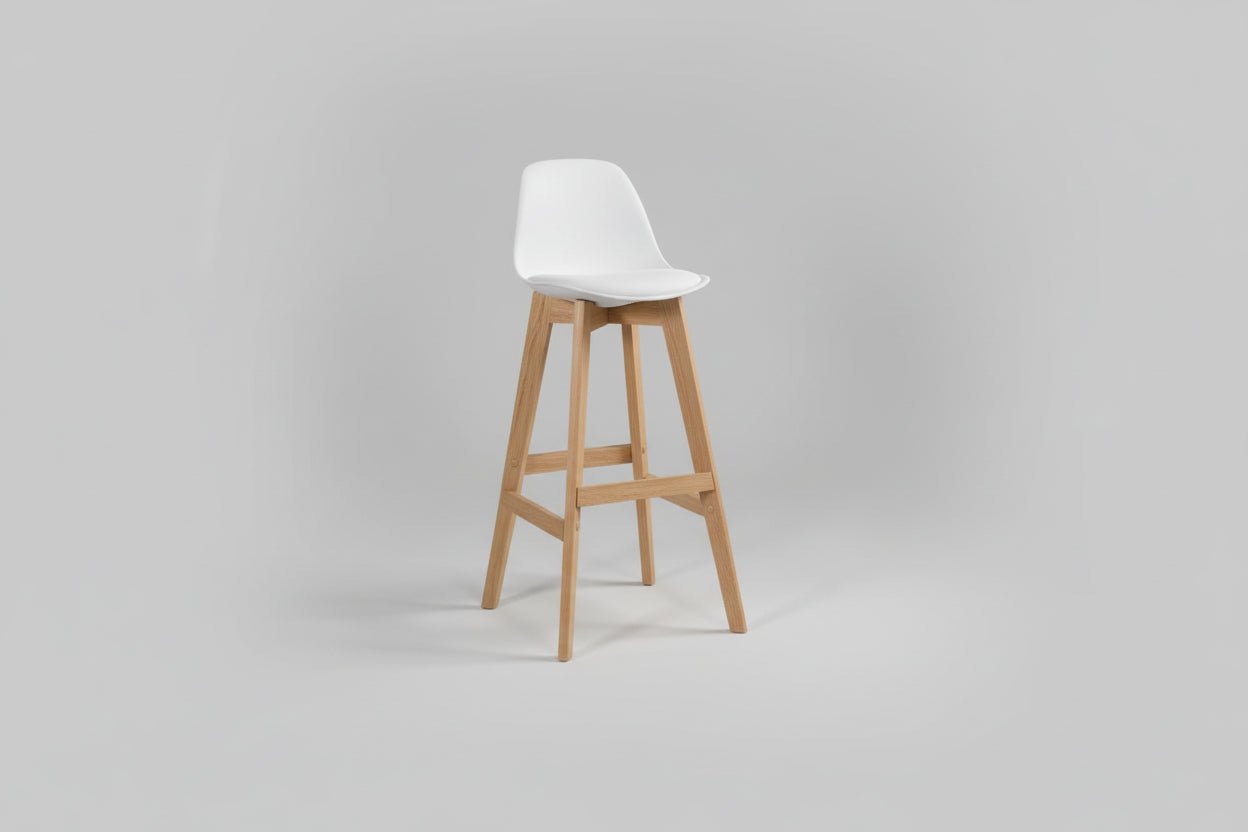 Circulaire Kruk Wit PU Kunstleder Houten Frame Circulair | Circufair - Kantoorstoelen