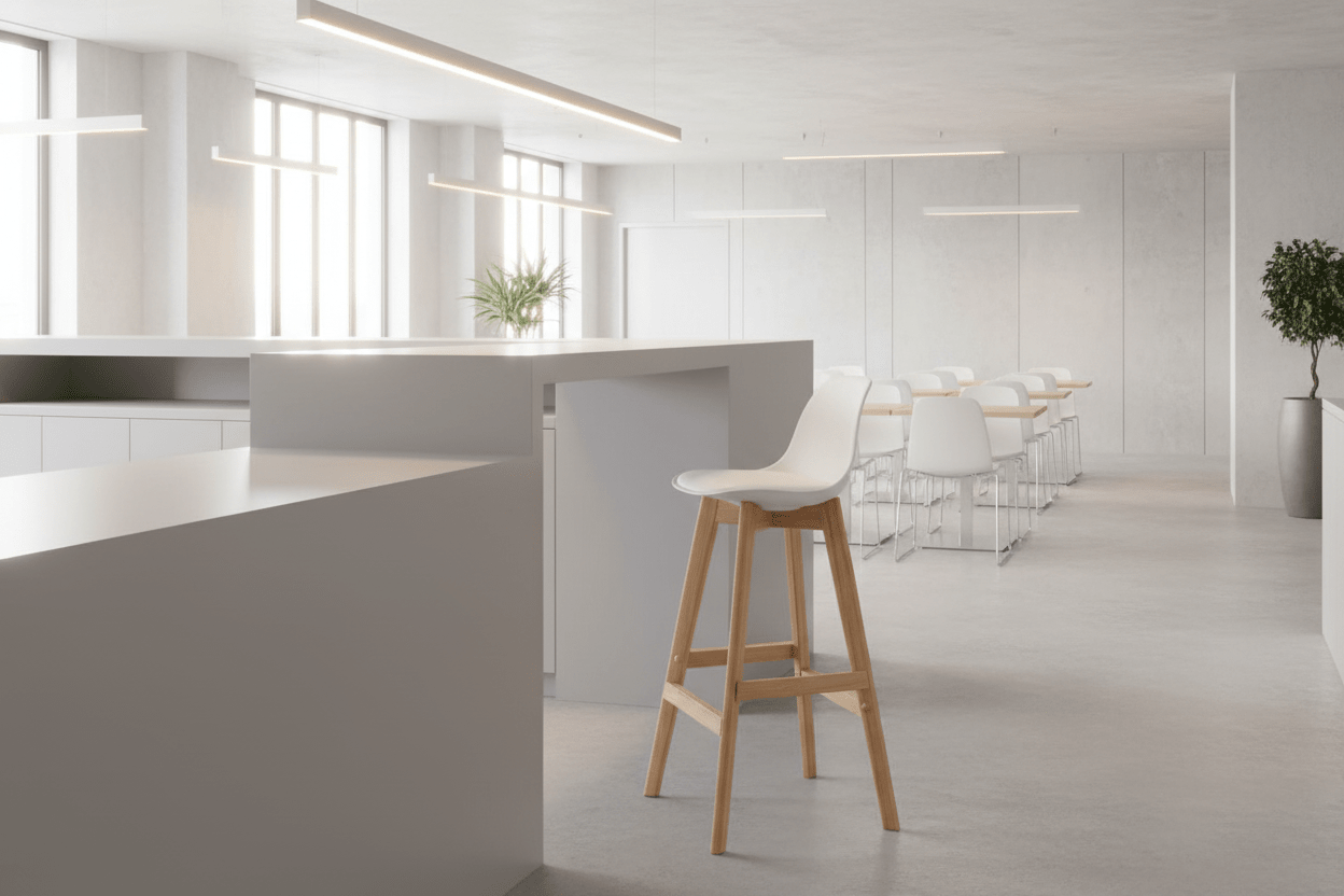 Circulaire Kruk Wit PU Kunstleder Houten Frame Circulair | Circufair - Kantoorstoelen