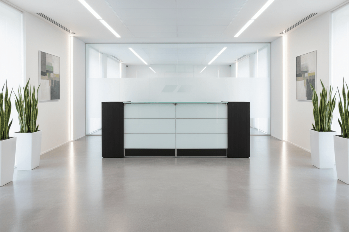 Circulaire Receptiebalie Antraciet Eiken Melkglas Front & Top 288 cm | Circufair - Overig