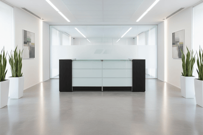 Circulaire Receptiebalie Antraciet Eiken Melkglas Front & Top 288 cm | Circufair - Overig
