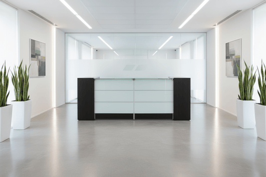 Circulaire Receptiebalie Antraciet Eiken Melkglas Front & Top 288 cm | Circufair - Overig