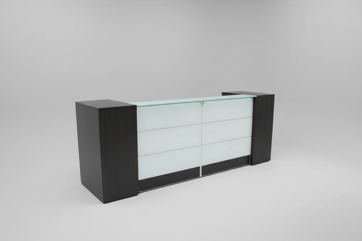 Circulaire Receptiebalie Antraciet Eiken Melkglas Front & Top 288 cm | Circufair - Overig