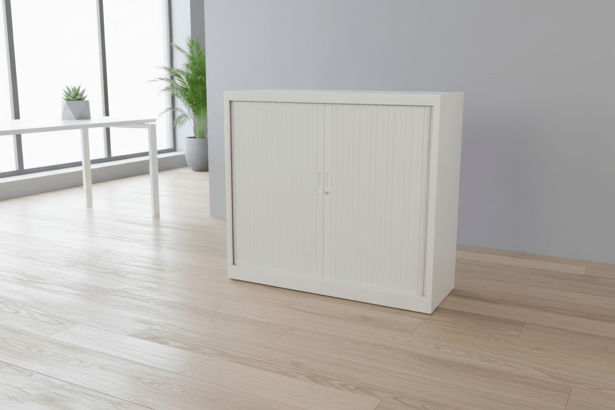 Circulaire Roldeurkast Wit 2 Legborden 105x120x45 cm Afsluitbaar | Circufair - Kasten