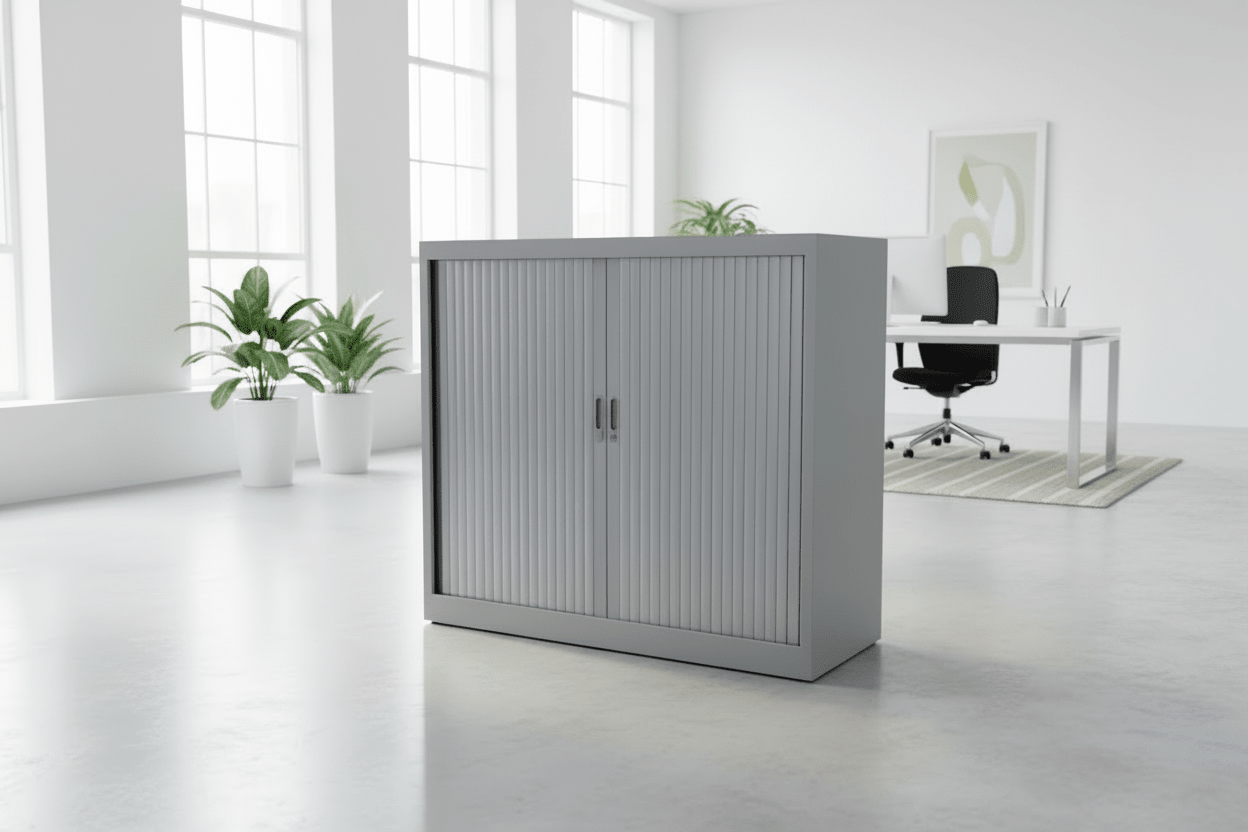 Circulaire Roldeurkast Zilvergrijs Legborden 105x120x45 cm | Circufair - Kasten
