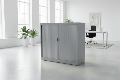 Circulaire Roldeurkast Zilvergrijs Legborden 105x120x45 cm | Circufair - Kasten