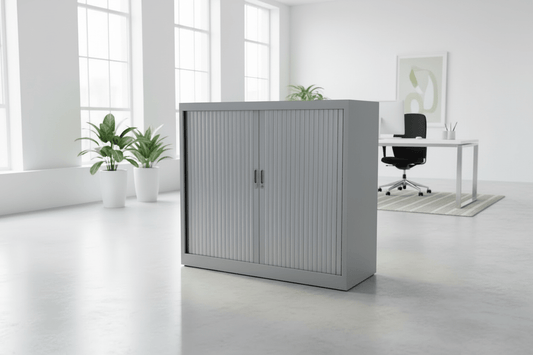 Circulaire Roldeurkast Zilvergrijs Legborden 105x120x45 cm | Circufair - Kasten