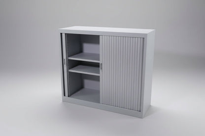 Circulaire Roldeurkast Zilvergrijs 2 Legborden 120x105x45 cm Jong Gebruikt | Circufair - Kasten