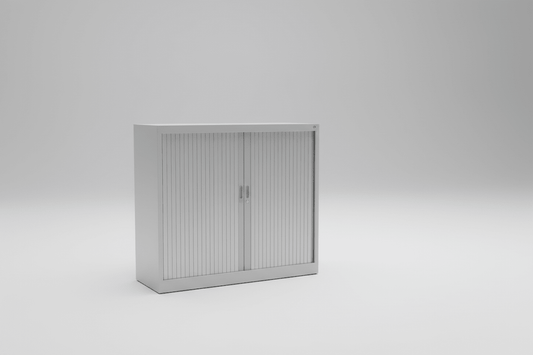 Circulaire Roldeurkast Zilvergrijs 2 Legborden 120x105x45 cm Jong Gebruikt | Circufair - Kasten